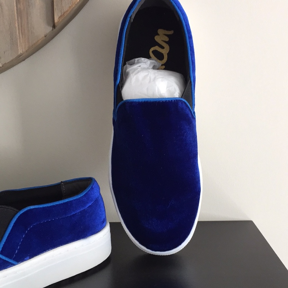 Sam Edelman Lacey Blue Velvet slip on sneakers